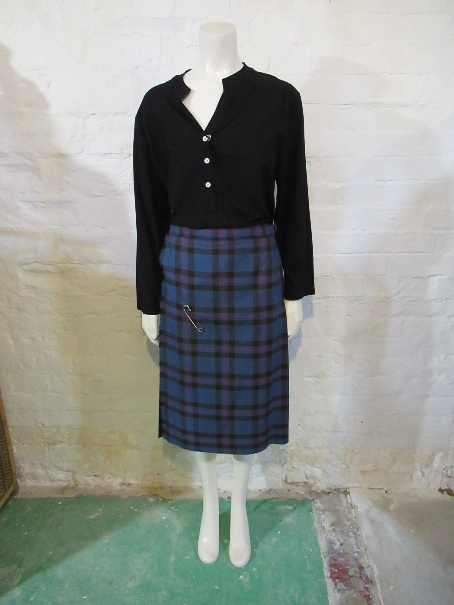 Blue check wool kilt