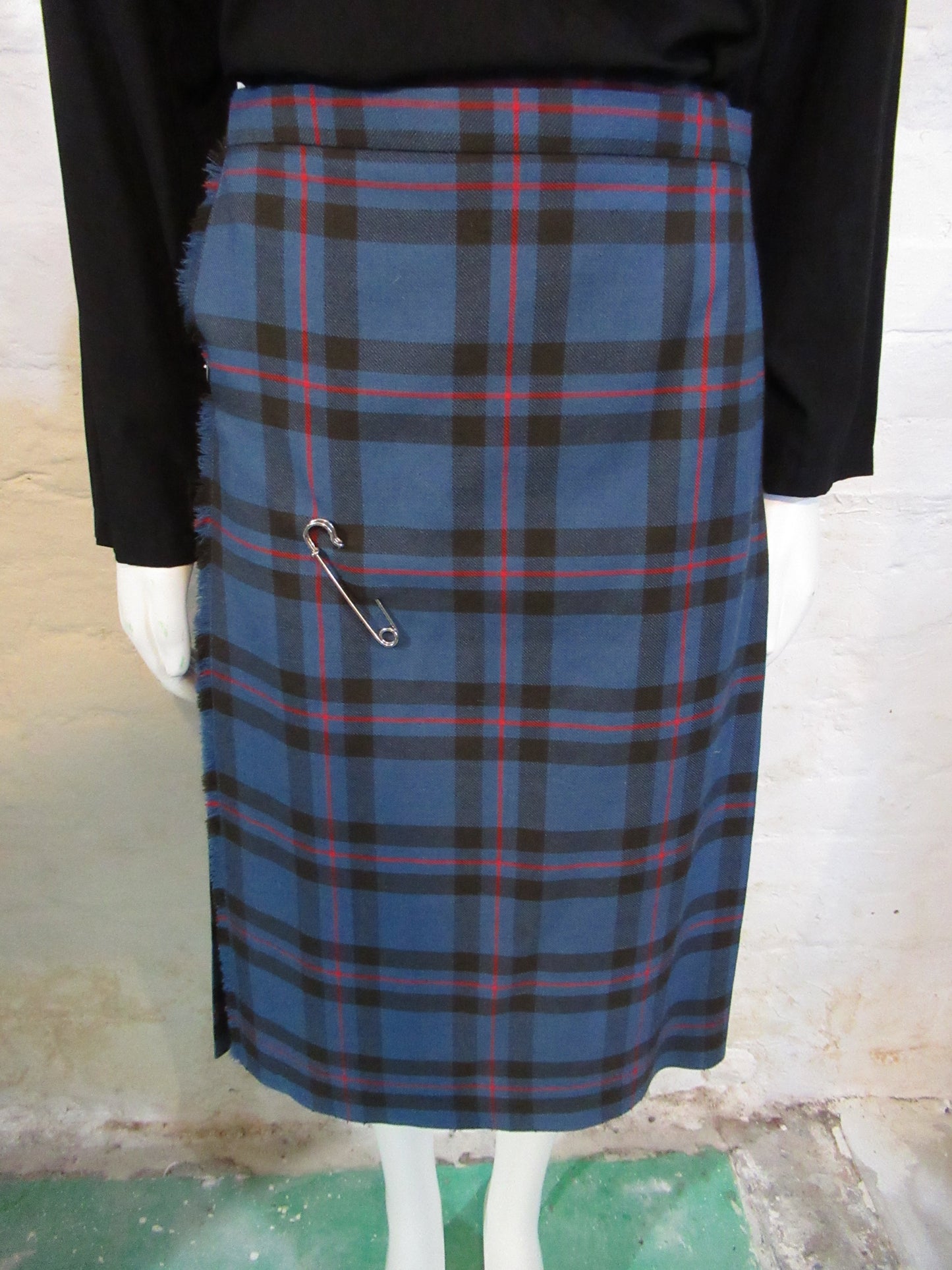 Blue check wool kilt