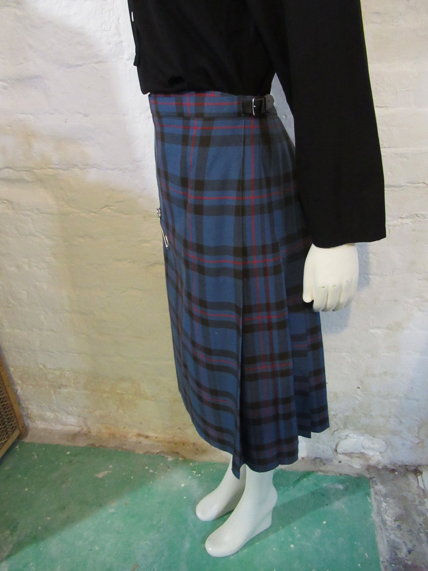 Blue check wool kilt