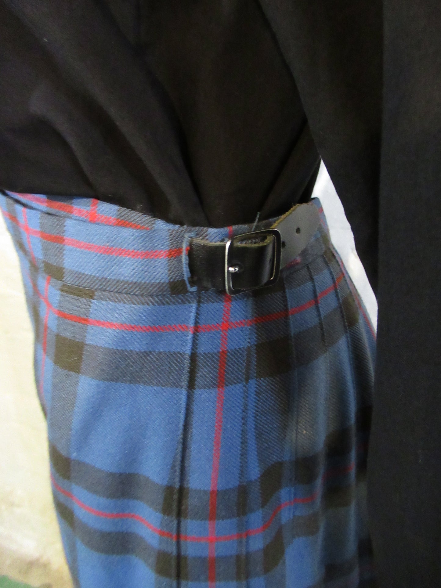 Blue check wool kilt